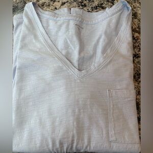 Garnet Hill light blue v neck weekender long sleeve tee shirt L